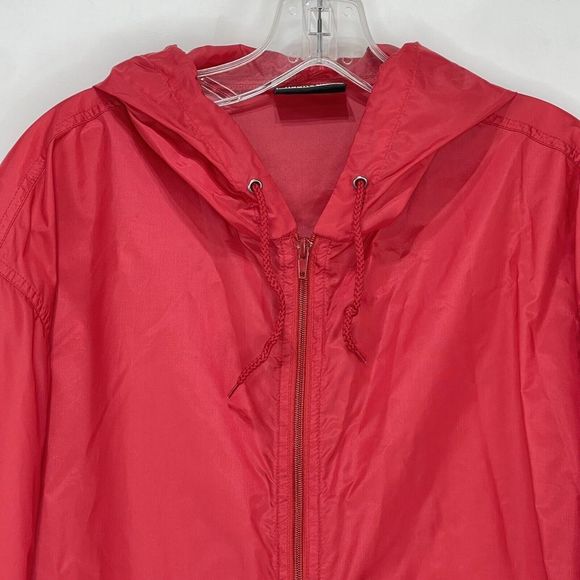 Casual Gear Rain Hooded Mens Large Red Long Sleeve Full Zip Jacket - Picture 12 of 14